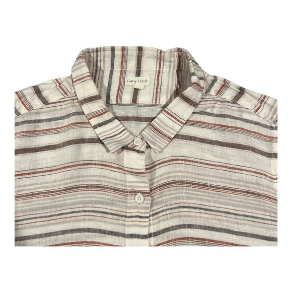 Garnet Hill Shirt Dress women's size ExtraLarge white striped LINEN button tunic - Picture 11 of 13